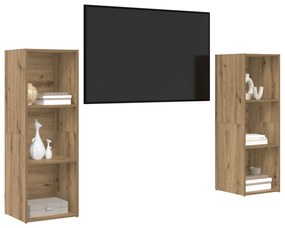 vidaXL Σετ επίπλου τηλεόρασης 2 pcs Χειροποίητη δρυς 107 x 35 x 37 cm
