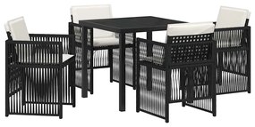 vidaXL Σέτ φαγητού για κήπο 5 pcs Μαύρο Πολυ ράταν
