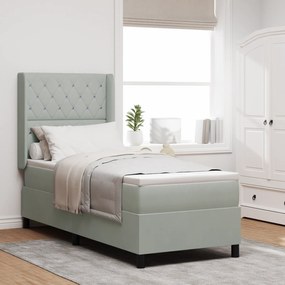 vidaXL Κρεβάτι Box Spring με Στρώμα Ανοιχτό Γκρι 80x200 εκ Βελούδο