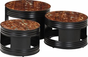 vidaXL Τραπέζια Μπαρ Σχήμα Ντραμς 3Τεμ. από Μασίφ Ανακυκλωμένο Ξύλο