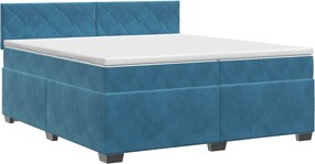 vidaXL Κρεβάτι box spring με στρώμα Σκούρο Μπλε 200 x 200 cm Βελούδο