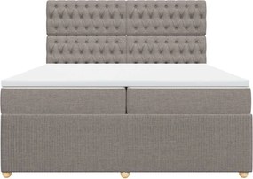 vidaXL Κρεβάτι Boxspring με Στρώμα Taupe 200x200 εκ. Υφασμάτινο