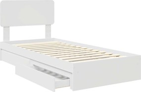 vidaXL Κρεβάτι Αποθήκης Λευκό 75 x 190 cm Επεξεργασμένο ξύλο