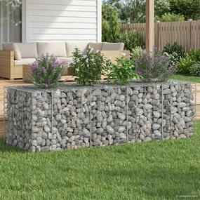 vidaXL Ανασηκωμένο κρεβάτι gabion Ασημί