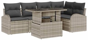vidaXL Σετ Καναπέ Κήπου 6 pcs Ανοιχτό γκρι 100 x 55 x 73 εκ Πολυ ράταν