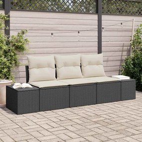 vidaXL Σετ Καναπέ με μαξιλάρι 3 pcs Μαύρο συνθετικό ρατάν