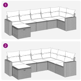 Σαλόνι Κήπου Σετ 7 τεμ. Μπεζ Συνθετικό Ρατάν με Μαξιλάρια - Μπεζ