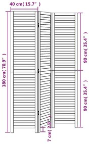 Διαχωριστικό Χώρου με 3 Πάνελ Μαύρο από Μασίφ Ξύλο Παυλώνιας - Μαύρο