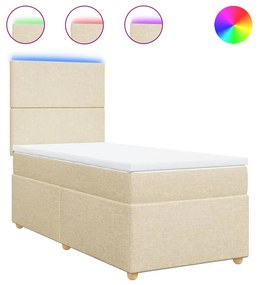 vidaXL Κρεβάτι Boxspring με Στρώμα Κρεμ 100 x 200 εκ. Υφασμάτινο