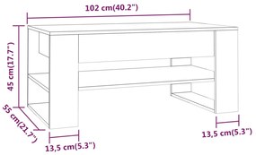 vidaXL Τραπεζάκι Σαλονιού Καπνιστή Δρυς 102x55x45 εκ. Επεξεργ. Ξύλο
