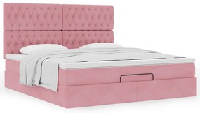 vidaXL Οθωμανικό κρεβάτι με στρώματα ροζ 180x200cm Velvet