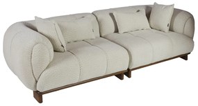 Artekko Ponpon Εκρού Τριθέσιος Καναπές με Μπουκλέ Ύφασμα (250x100x70)cm Artekko 783-6400-B