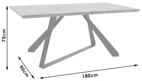 Τραπέζι Soho επιφάνεια MDF χρώμα sonoma-πόδι μεταλλικό μαύρο 180x90x75εκ