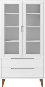vidaXL Βιτρίνα MOLDE Λευκή 90 x 35 x 175 εκ. από Μασίφ Ξύλο Πεύκου