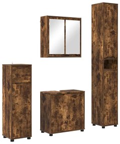 vidaXL Σετ Επίπλων Μπάνιου 4 pcs Καπνιστό Δρύς Επεξεργασμένο ξύλο