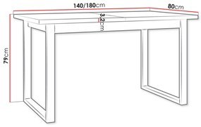 Τραπέζι Victorville 353, Sonoma οξιά, Μαύρο, 79x80x140cm, 39 kg, Επιμήκυνση, Πλαστικοποιημένη μοριοσανίδα, Μέταλλο | Epipla1.gr