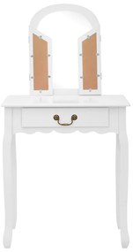 vidaXL Μπουντουάρ με Σκαμπό Λευκό 65x36x128 εκ. Ξύλο Παυλώνιας / MDF