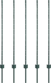 vidaXL Στύλος Περιφράξεων 5 pcs Πράσινο 120 cm Ατσάλι