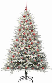 vidaXL Τεχνητό Χριστουγεννιάτικο Δέντρο με Φώτα και Σετ Μπάλες 180 cm