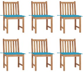 vidaXL Καρέκλες Κήπου 6 τεμ. από Μασίφ Ξύλο Teak με Μαξιλάρια