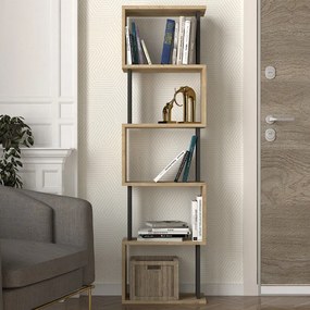 Βιβλιοθήκη Alvina Megapap χρώμα sapphire oak - ανθρακί 45x19,6x158,8εκ.