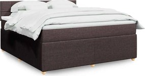 vidaXL Κρεβάτι Boxspring με Στρώμα Σκούρο Καφέ 180x200 εκ Υφασμάτινο