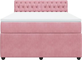 vidaXL Κρεβάτι Boxspring με Στρώμα Ροζ 140x200 εκ. Βελούδινο