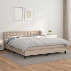 Κρεβάτι Boxspring με Στρώμα Καπουτσίνο 180x200 εκ. Συνθ. Δέρμα - Καφέ