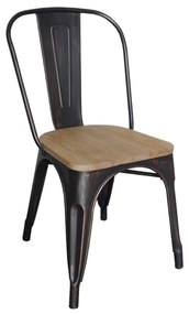 Καρέκλα Relix Wood Antique Black Ε5191W,10N 45Χ51Χ85 cm Μέταλλο,Ξύλο