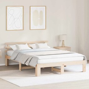 vidaXL Σκελετός Κρεβατιού Καφέ 150 x 200 cm Μασίφ ξύλο πεύκου
