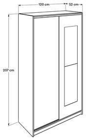 Ντουλάπα ρούχων Slide Megapap συρόμενη με καθρέφτη σε χρώμα sonoma 120x52x207εκ.