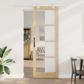 vidaXL Σετ Συρόμενης Πόρτας  με Εξαρτήματα 83x232 cm Συμπαγές Ξύλο Πεύκο