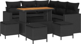 vidaXL Σετ Καναπέ Κήπου 9 pcs Μαύρο συνθετικό ρατάν