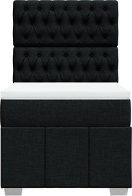 vidaXL Κρεβάτι Boxspring με Στρώμα Μαύρο 80 x 200 εκ. Υφασμάτινο