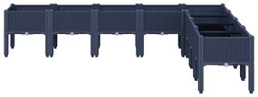 vidaXL Ζαρντινιέρα Κήπου με Πόδια Μπλε Γκρι 200x160x42 εκ. Πολυπροπυλένιο