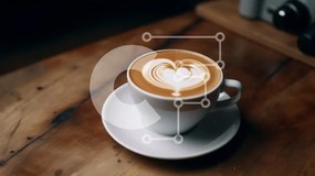 Intra Συλλεκτικό Ξύλινο Παζλ Plywood  4mm - Latte Art σε ένα λευκό κύπελλο σε ένα ξύλινο τραπέζι Σε Ξύλινο Κουτί - Διαστάσεις: 10x10 cm – 25 κομμάτια