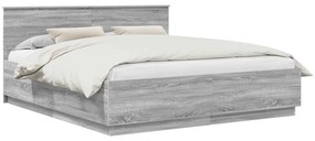 vidaXL Σκελετός Κρεβατιού με κεφαλάρι Γκρίζο Σονομα 200 x 200 cm