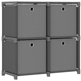 vidaXL Ραφιέρα με 4 Κύβους & Κουτιά Γκρι 69x30x72,5 εκ. Υφασμάτινη