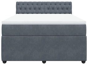 vidaXL Κρεβάτι Boxspring με Στρώμα Σκούρο Γκρι 140x190 εκ. Βελούδινο