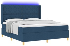 vidaXL Κρεβάτι με σεντόνια  με στρώμα & LED Μπλε 180x200 εκ. Υφασμάτινο