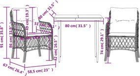 vidaXL Σετ Επίπλων Bistro 3 τεμ. Μπεζ Συνθετικό Ρατάν με Μαξιλάρια