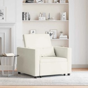 vidaXL Μονός καναπές-κρεβάτι Κρεμ 90 x 165 x 87 εκ. Βελούδο