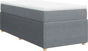 vidaXL Κρεβάτι Boxspring με Στρώμα Ανοιχτό Γκρι 100x200 εκ. Υφασμάτινο