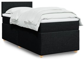 vidaXL Κρεβάτι Boxspring με Στρώμα Μαύρο 90x200 εκ. Υφασμάτινο