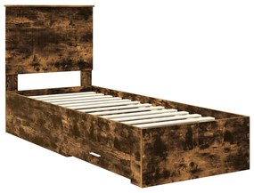 vidaXL Σκελετός Κρεβατιού Καπνιστό Δρύινο και Ασημί 75 x 190 cm