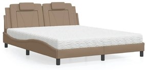 Κρεβάτι με Στρώμα Καπουτσίνο 160x200εκ.από Συνθ.Δέρμα - Καφέ