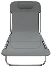vidaXL Ξαπλώστρες Πτυσσόμενες 2 τεμ. Γκρι από Textilene &amp; Ατσάλι