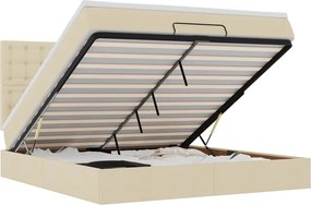 vidaXL Οθωμανικό κρεβάτι με στρώμα Cream 180x200cm ύφασμα