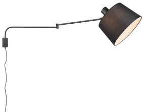 Baldo Vintage Φωτιστικό Τοίχου με Ντουί E27 σε Μαύρο Χρώμα Μαύρο Πλάτους 28cm Trio Lighting 200600132