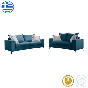 Σετ σαλονιού 2τεμ Verona μπλε ύφασμα με μαξιλάρια σε απόχρωση ανοιχτό γκρι Υλικό: FABRIC 168-000097